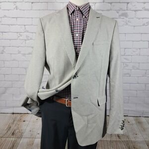 Maceoo‎ Men's Blazer Bethoven Grid White Two Button Checked Poly Blend Size 48L